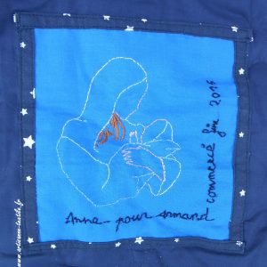 Broderies jusqu'au dos du quilt