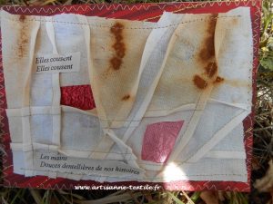 textes-textiles: une 1° carte mixed media