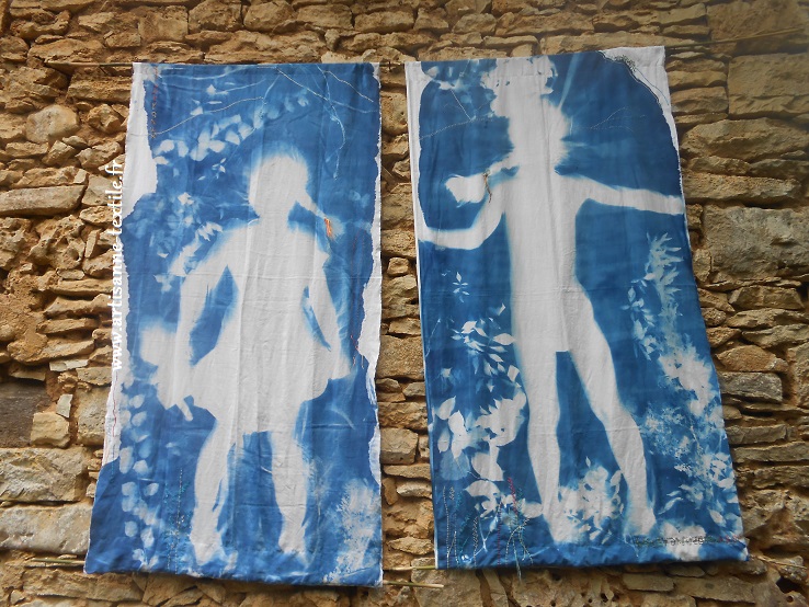 Cyanotype double, installation sur le Causse