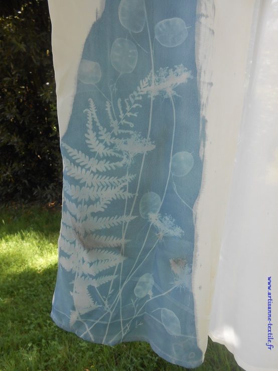 artisanne-textile: détails du cyanotype sur tissu