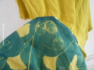 cyanotype- tiossu sur fond jaune