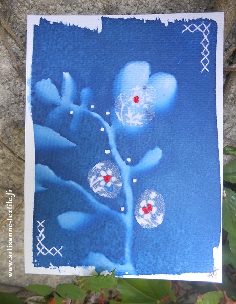 Cartes-de-NoeL sur cyanotype-papier