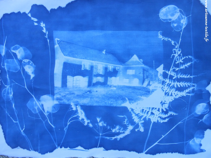 Cyanotype détourné avant broderie