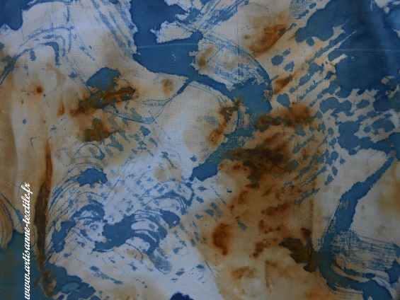 rouille et cyanotype sur tissu 1