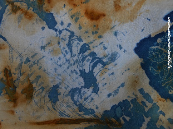 rouille et cyanotype sur tissu