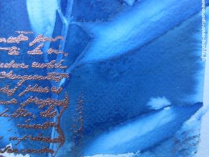 expérimentations- cyanotype et embossage, détail