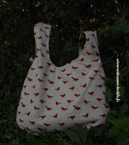 sac- baluchon (grab bag) réversible aux oiseaux